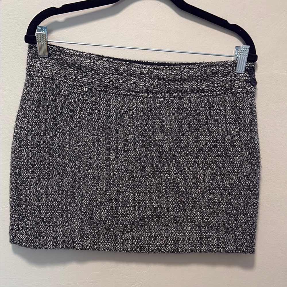 Classic Black & White Tweed Mini Skirt